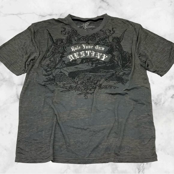 Men's Rebel Spirit Charcoal Grey | Black | White Burnout S/S Tee Shirt - Picture 2 of 5